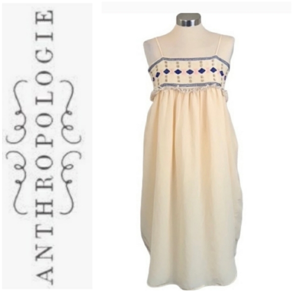 Anthropologie Dresses & Skirts - Anthropologie Pepin Embellished Tank Dress Cream
